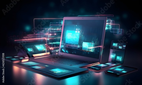 Development of cross-platform websites and mobile apps for laptops. technology used to write software and mobile application code. programming a graphic interface's responsive layout, generative ai