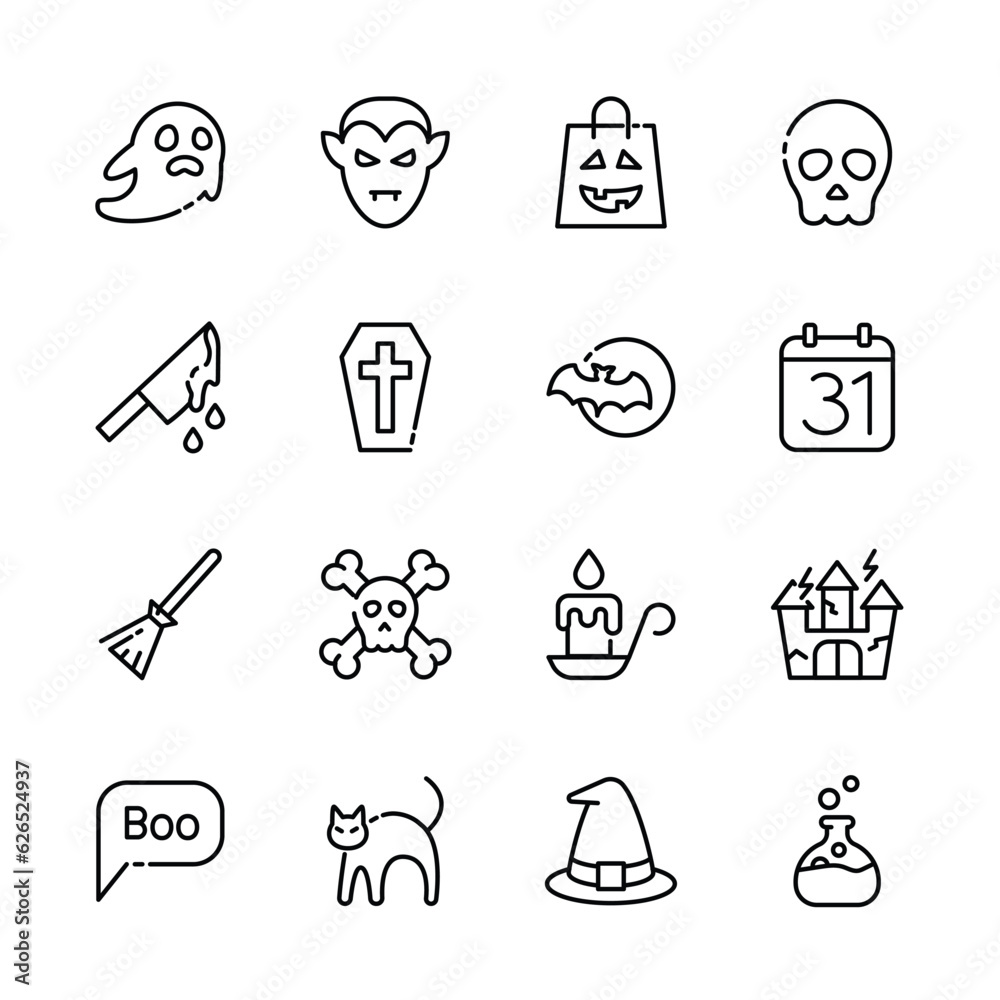 custom made wallpaper toronto digitalHalloween event thin line icons set, example sign of horror, pumpkin, ghost, skull, trick or treat. vector illustration