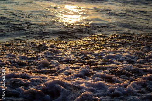 Lake Baikal waves in sunset