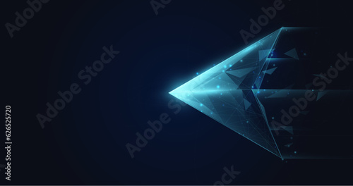 Blue arrows abstract high speed movement. Low polygonal and wireframe from dots and lines. Vector illustration