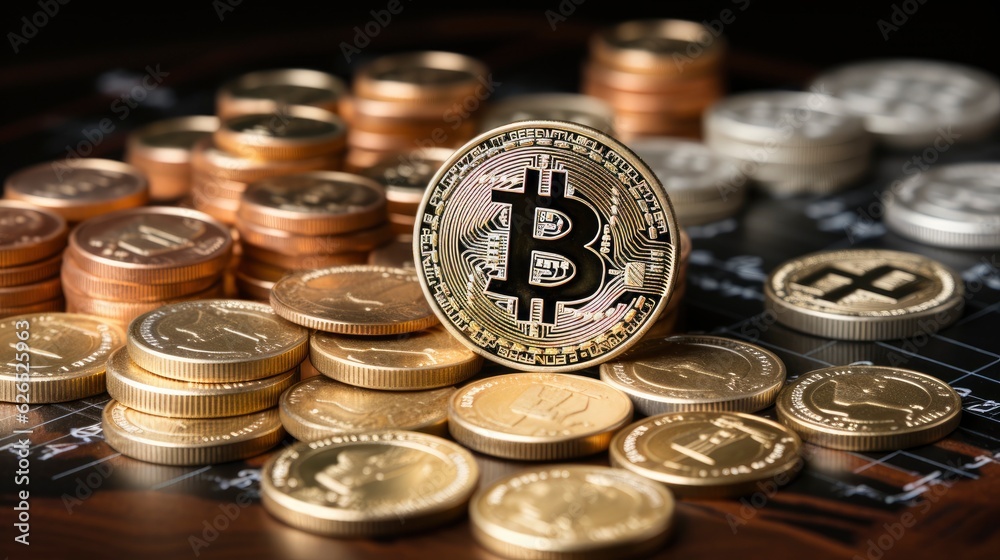 Bitcoin Cryptocurrency with price chart, Generative AI Bitcoin Cryptocurrency with price chart, Generative AI