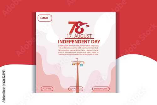 indonesia independence day 17 august poster or banner social media post 78th years 17 august celebration