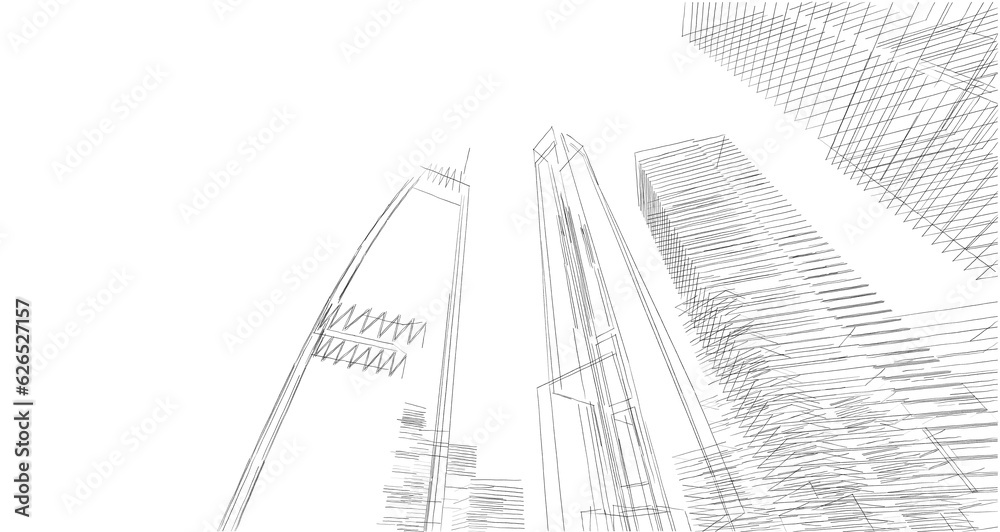 sketch of skyscrapers