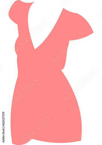 An illustration of a women's short pink dress, which can be suitable for illustration of summer fashion, vacation, etc.