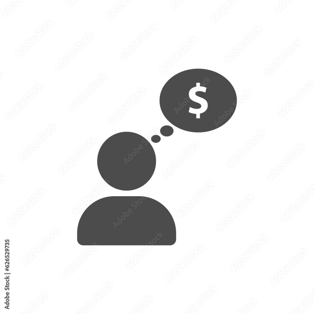 Man Think About Money glyph vector icon isolated. Man Think About Money stock vector icon for web, mobile app and ui design Man Think About Money glyph vector icon isolated. Man Think About Money stock vector icon for web, mobile app and ui design