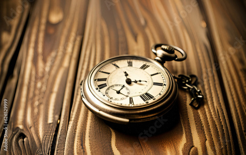 old clock on wood background