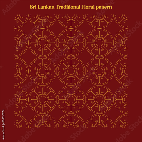 sri lankan traditional floral line pattern