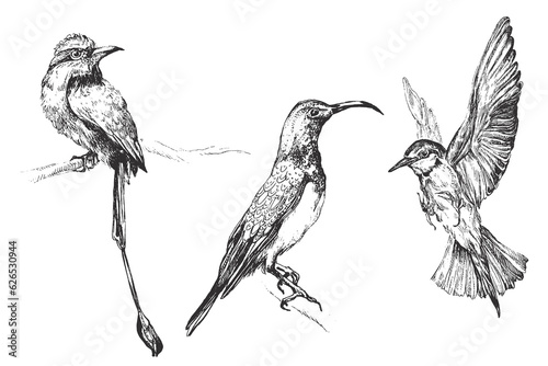 Bird handdrawn illustration, Bird drawing