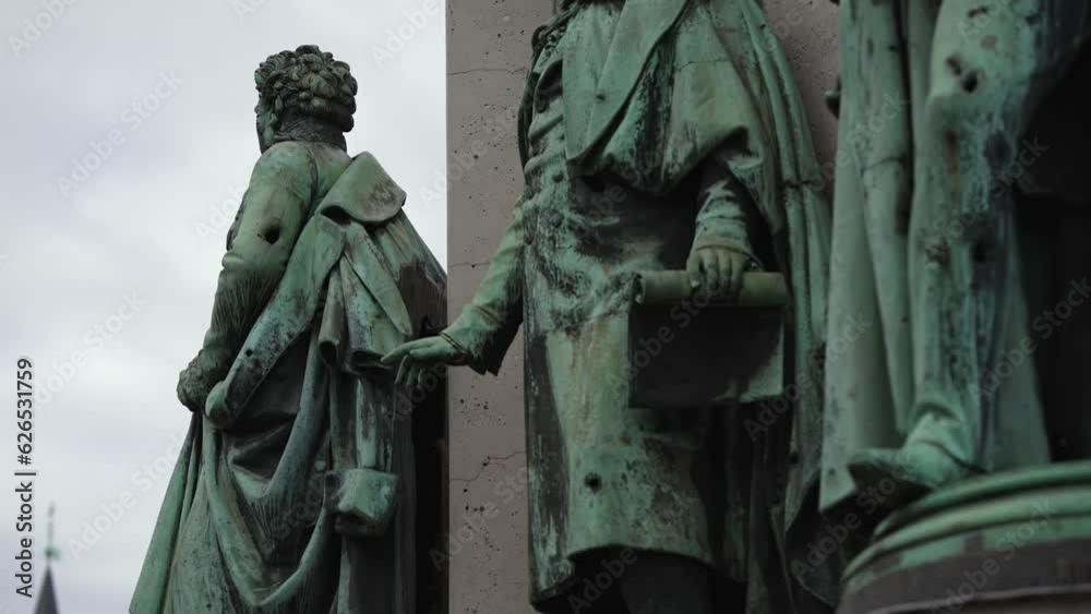 Panoramic view of the statue of Great Saint Martin with cathedral in Cologne, Germany Panoramic view of the statue of Great Saint Martin with cathedral in Cologne, Germany