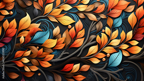 Background of autumn plants. Illustration of brown, red and yellow leaves.