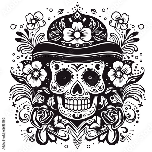 Dia de los muertos, Day of the dead, banner and greeting card concept with sugar skull