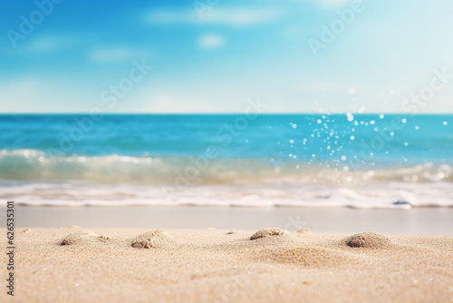 Generative ai  Beach Landscape with sunlight and sea blur background