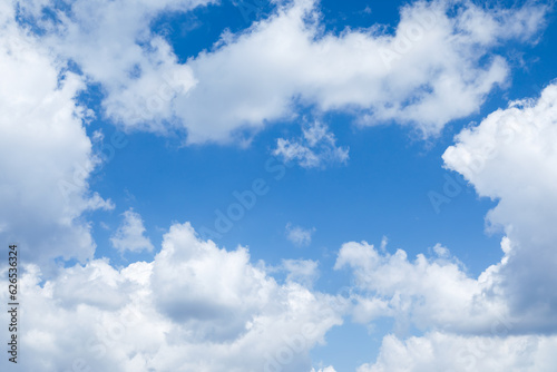 Fototapeta Naklejka Na Ścianę i Meble -  Sky clouds. Blue sky and white clouds background, frame