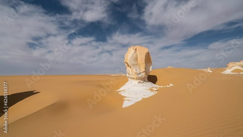 White desert on a sunny day, Egypt. Timelapse.