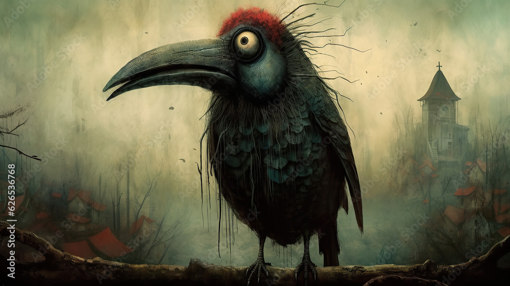 Obraz premium crow dark illustration