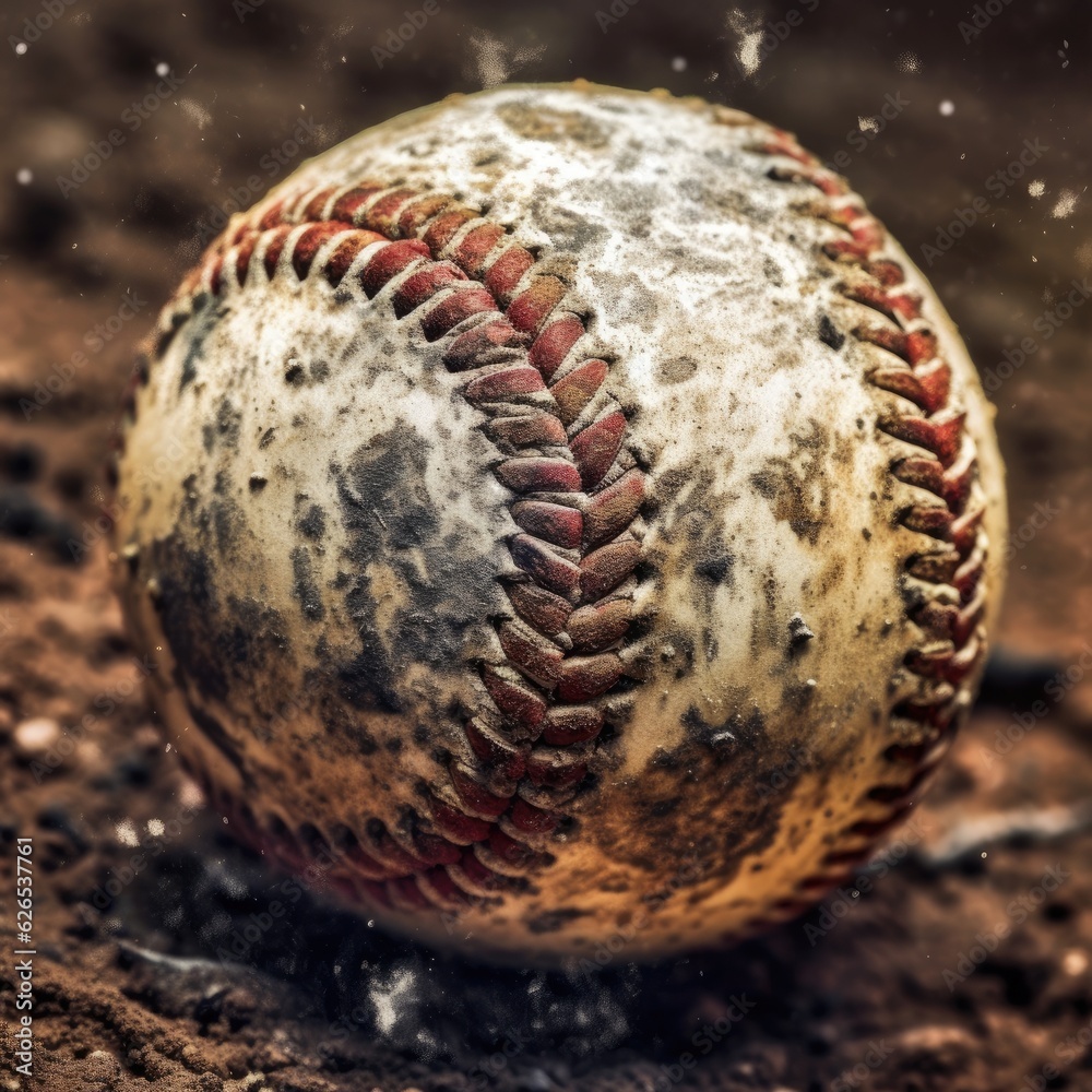 Dust in motion with baseball ball in action. Generative AI Dust in motion with baseball ball in action. Generative AI