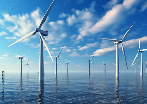 Wind green energy turbines ECO alternative power concept.AI Generative