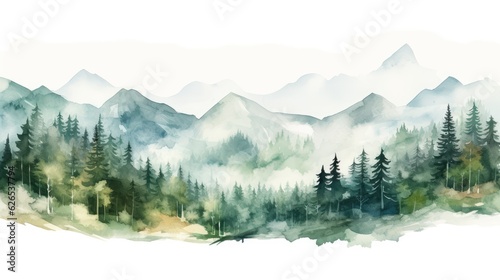 Watercolor painting of beautiful mountains. Generative AI © Lubos Chlubny