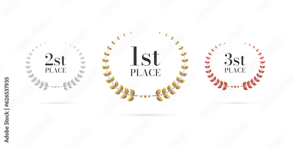 Award Winner emblem collection of gold, silver and bronze laurel wreath. Vector illustration Award Winner emblem collection of gold, silver and bronze laurel wreath. Vector illustration