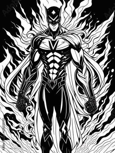 Unleash Imagination: Superhero Coloring Illustration for Kids