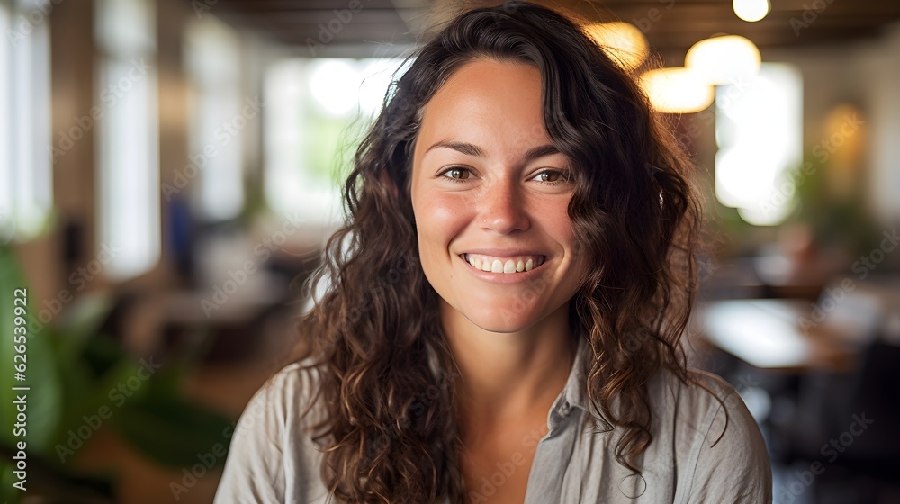 Portrait of a digital nomad woman in a coworking space Portrait of a digital nomad woman in a coworking space