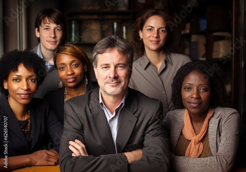 Diverse group of business people smiling on a dark background
