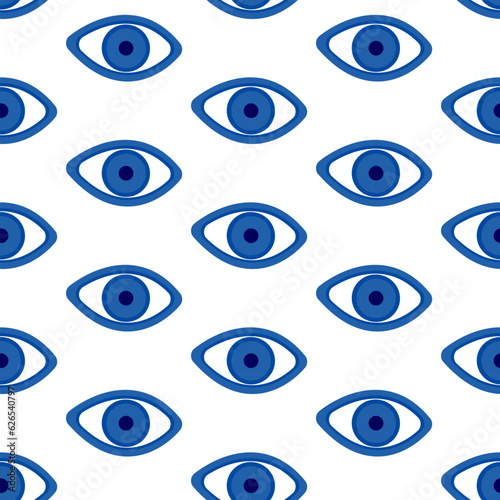 Blue evil eye seamless pattern