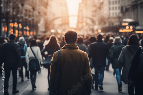 Unrecognizable people walking in the street