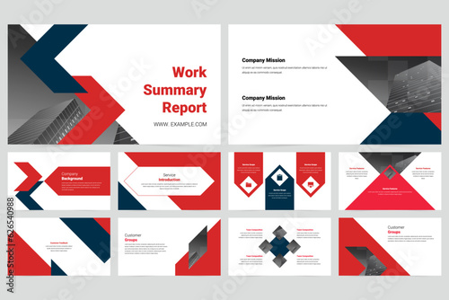Red modern business work report slideshow presentation