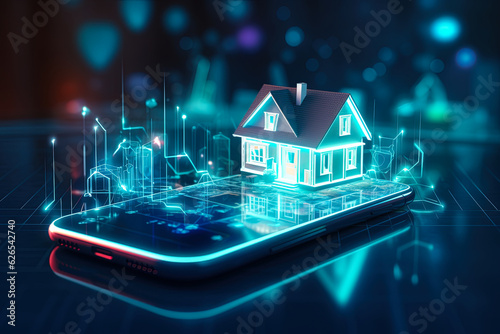 Real estate digital interface. App to find apartments and houses to buy and rent. Smartphone application for online searching, buying, selling or booking for property. Mortgage, home loan