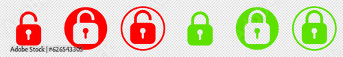 Padlock unlock lock icon set. Closed and opened sign. Vector clipart illustration on isolated background.