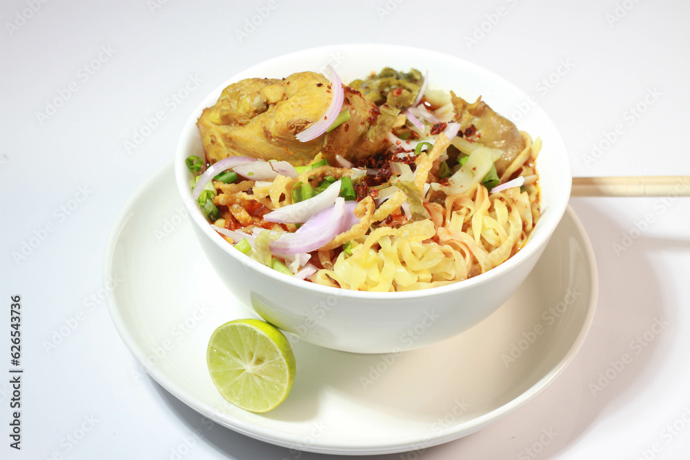 Khao Soi Chicken Drumstick It is a food that has important nutritional benefits. Thai food.