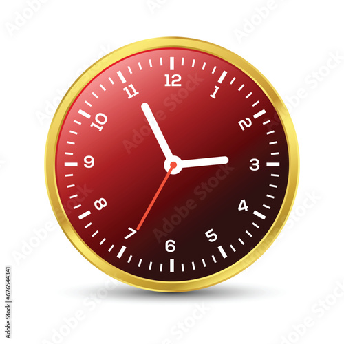 3D Realistic Clock Vector Flat, Clock Face Vector Isolated, Classic And Modern Glossy Wall Clock For UI UX Design, Presentation, Website And Apps, Office Hour, Deadline Illustration, Schedule Icon