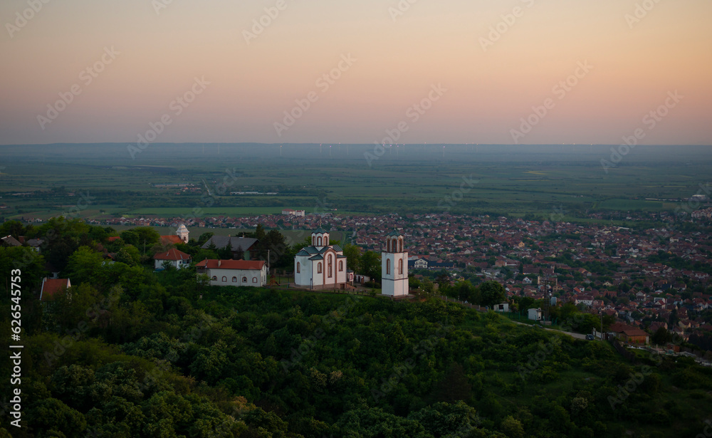 Landscape of City of Vrsac from high viewpoint (Vojvodina, Serbia).