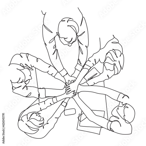 riendly relations of business partners, success in business. One line vector art.