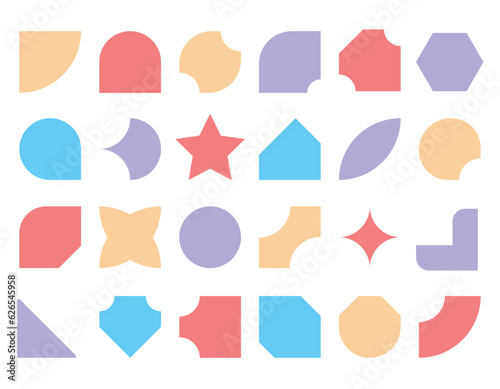 geometric shapes set, Brutalism shapes, minimalist geometric elements, abstract Bauhaus forms. basic form, trendy modern graphic element doodle vector set