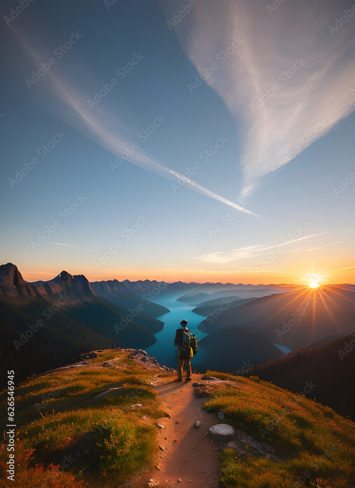 Naklejka premium sunset in the mountains
