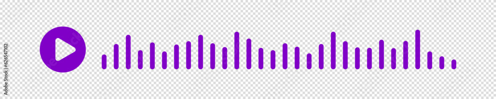 Pink or purple sound waves of the equalizer isolated on transparent background. Vector clipart Illustration