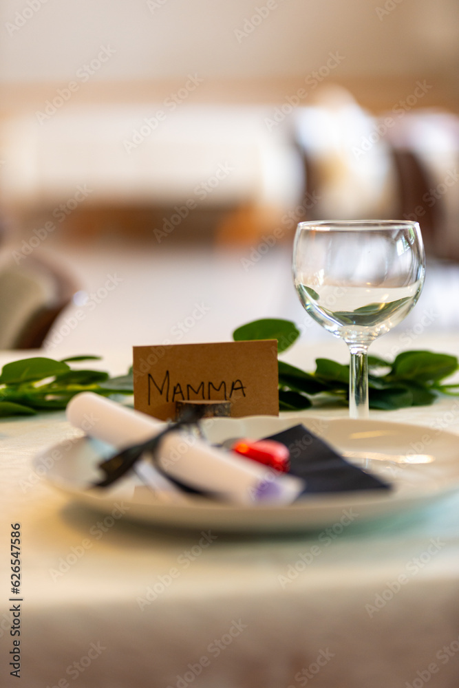 dining table decor for confirmation, or wedding, with nameplate in norwegian dining table decor for confirmation, or wedding, with nameplate in norwegian
