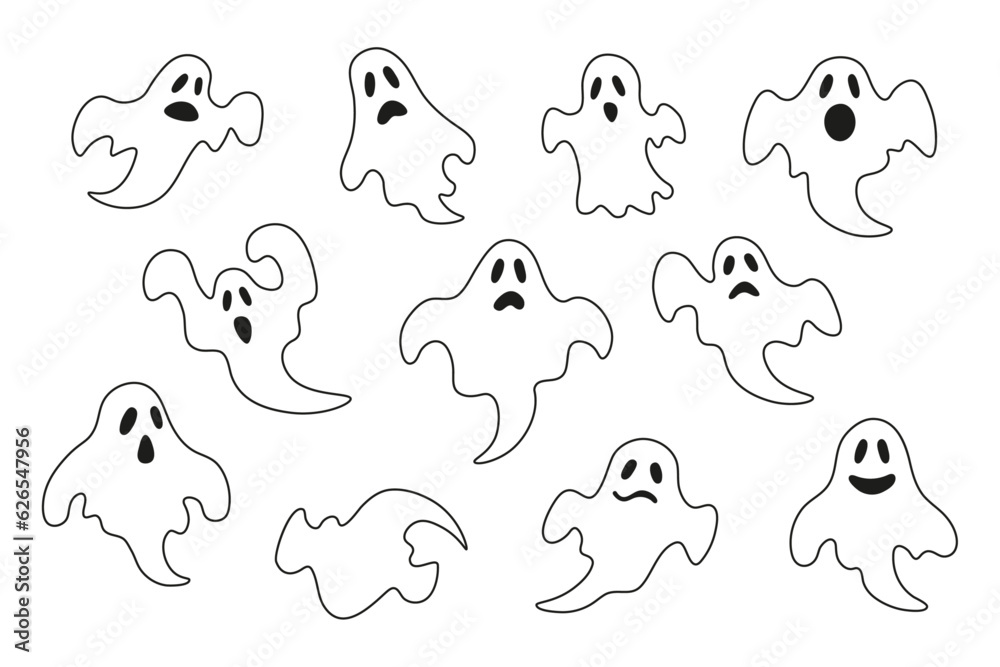 Cartoon ghost set for Halloween. Cartoon ghost set for Halloween.