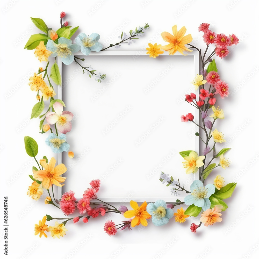 spring frame on white background