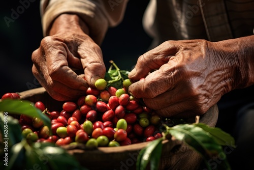 Arabica coffee berries by Farmer s hand Robusta and Arabica coffee berries by Farmer s hand Gia Lai Vietnam