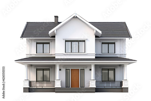 Modern two-story house or cottage isolated on a white background. Classic design. Mortgage. Element for design. © Anoo