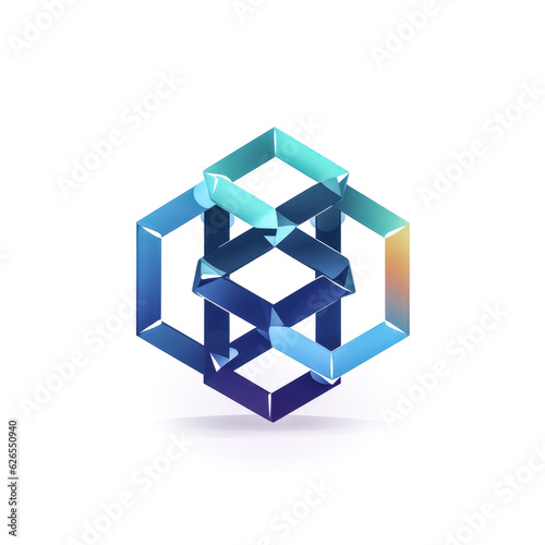 An image depicting a logo of blockchain on a clear white background is seen. © Exuberation 