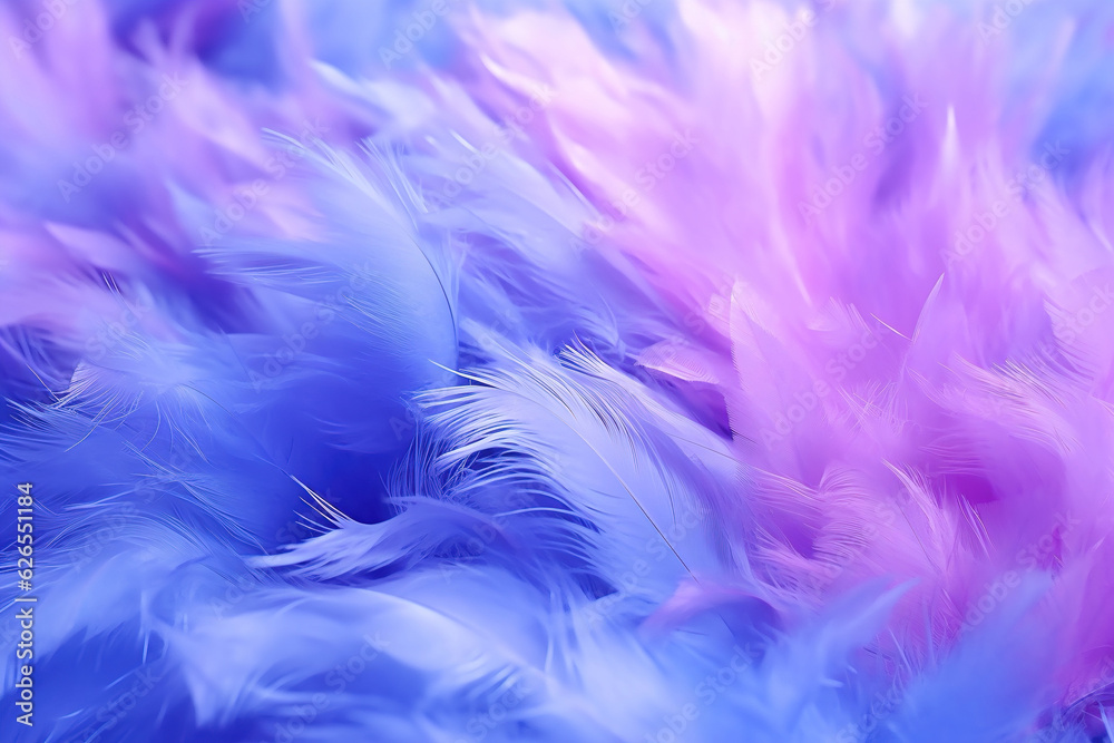 Obraz premium Beautiful abstract blue and pink feathers background generative ai