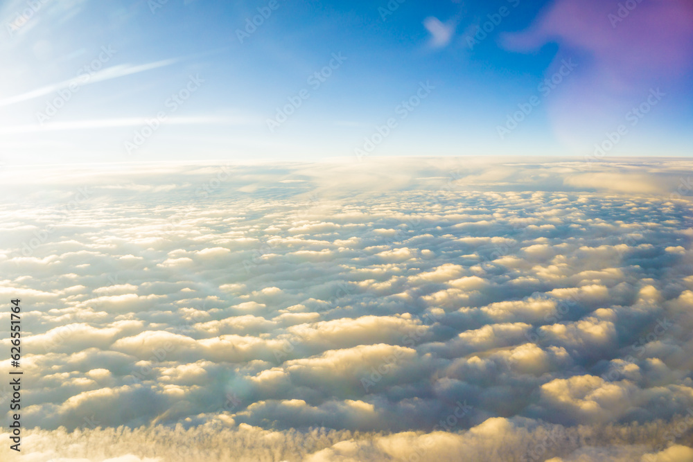 Morning sunrise sky with cloud above view from airplane