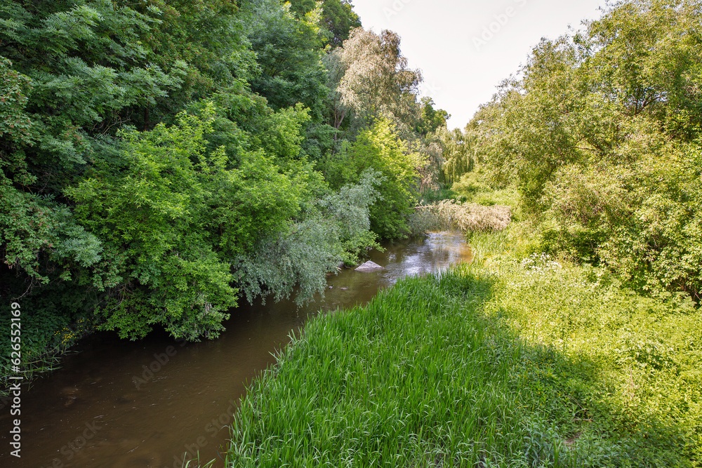 Fototapeta premium Smotrych river in canyon. Kamianets-Podilskyi, Ukraine.