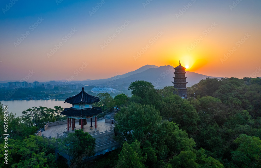 Aerial photo of Mount Jiuhua Park, Nanjing, China