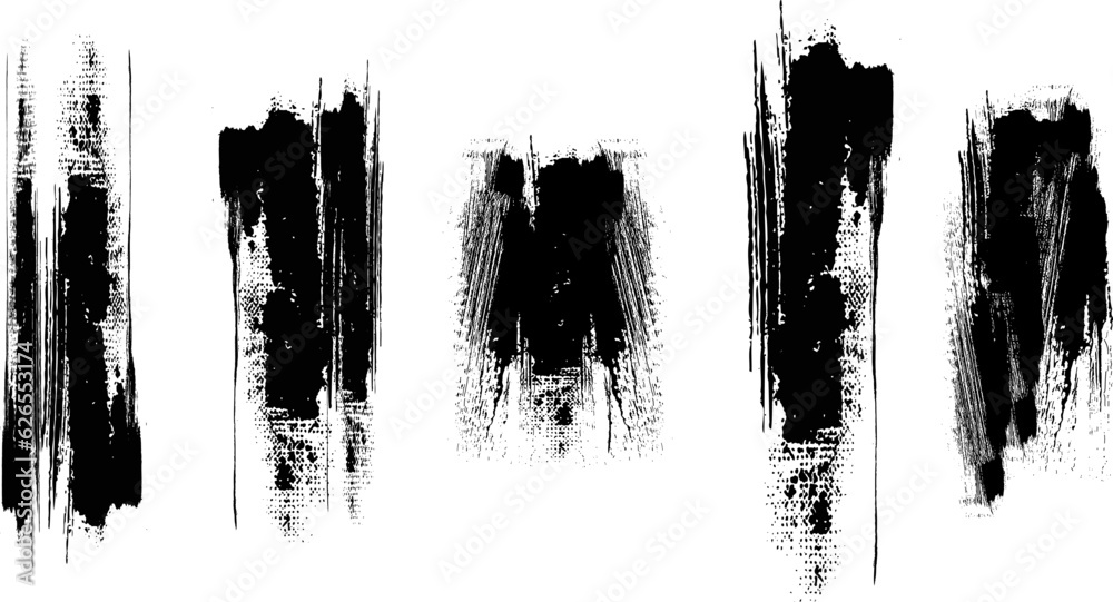Hand Drawn Grunge Brush vector, Set of Hand Drawn Grunge Brush Smears, Black vector brush strokes collection. Black paint spots vector for design, Set of Hand Drawn Grunge Brush Smears,