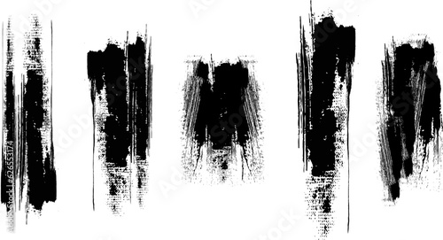 Photo Hand Drawn Grunge Brush vector, Set of Hand Drawn Grunge Brush Smears, Black vector brush strokes collection